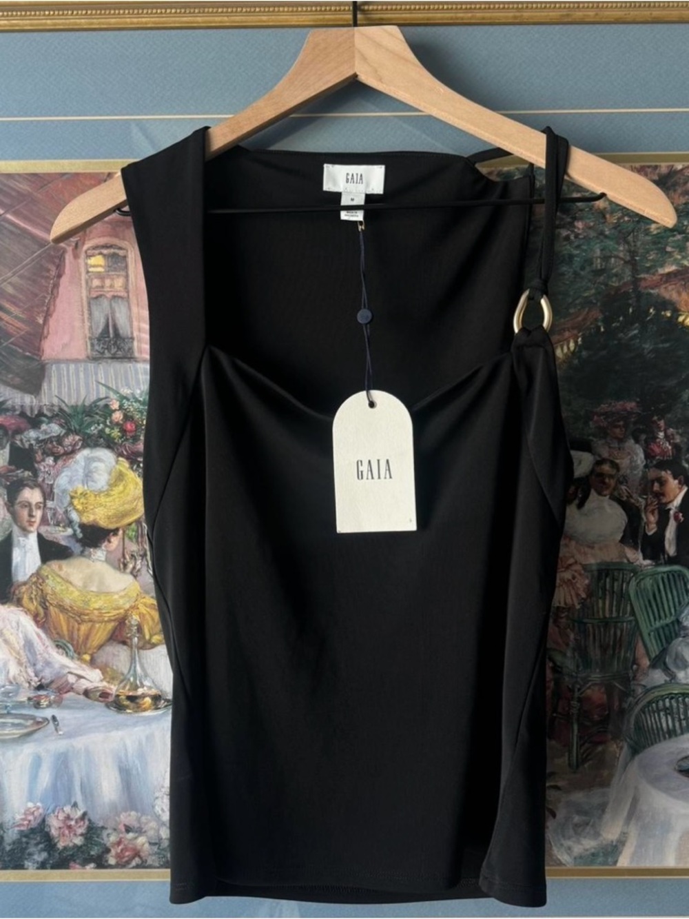cult gaia Black Tank Top with Ring Strap
